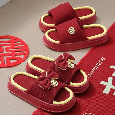 Hochzeitspantoffeln Sommer 2025 neu Indoor Zuhause Zuhause Nicht-s-agement Leinenpantoffeln