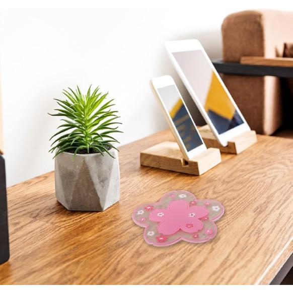 Coasters for Drinks Set of 4 Silicon Cup Coasters Cute Pink Cup Mats Cherry Blossom Coaster, Table Cup Mat for Drinks, Coffee, Tea (4.5in)