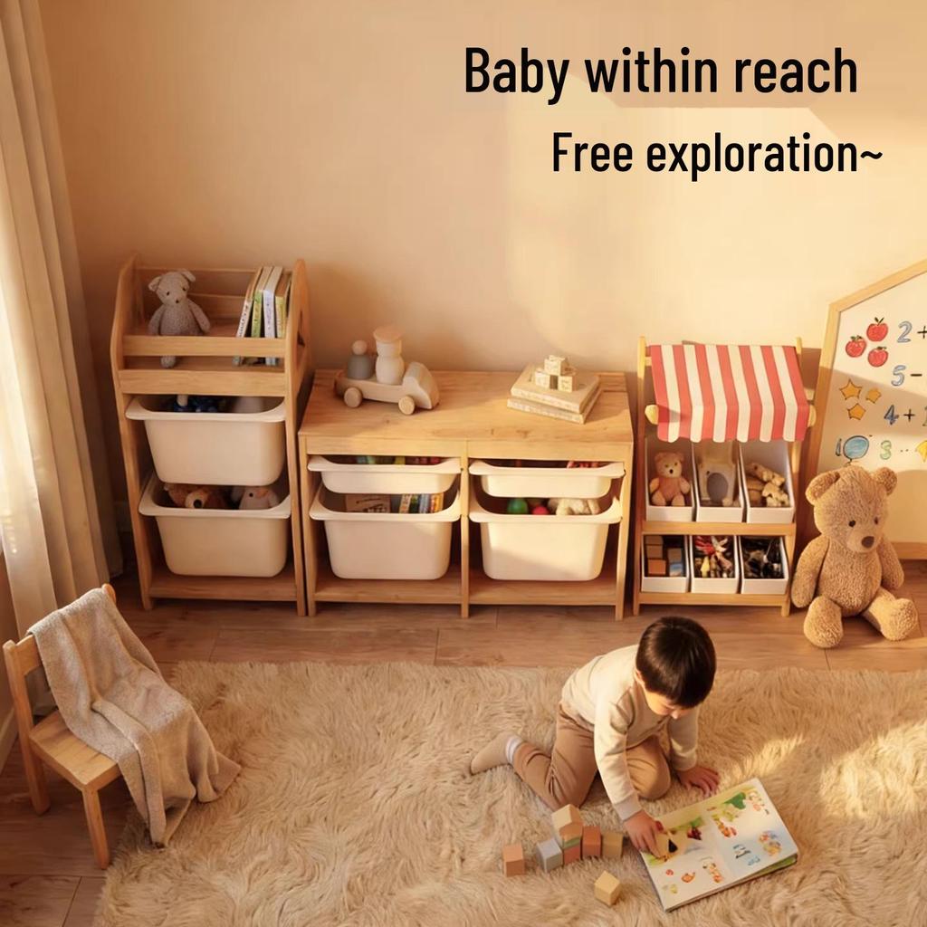 Children's Solid Wood Beech Storage Rack and Picture Book Shelf for Kindergarten