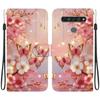 Handmade PU Leather Flip Case for LG K61 Anti-Slip Shockproof Cover with Wrist Strap & Heart/Rose Cat Designs