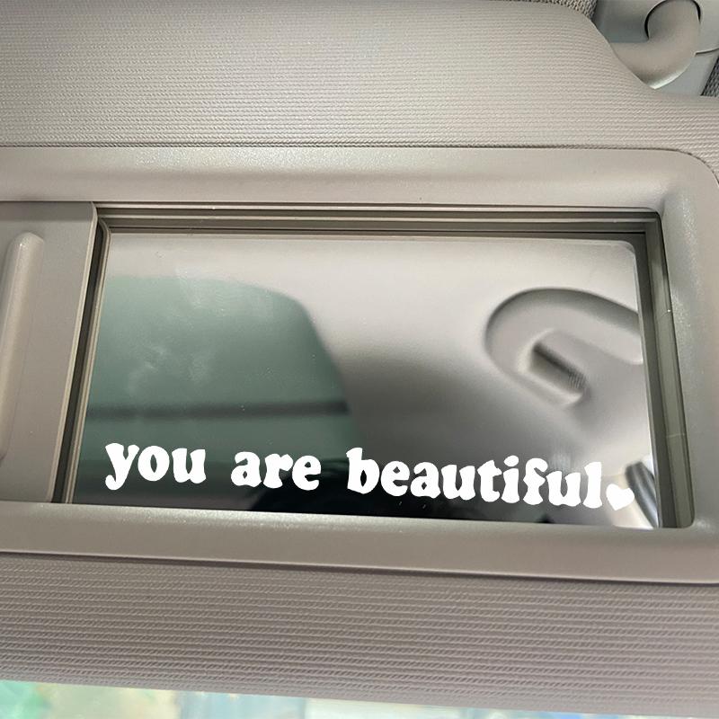 Car interior stickers, text stickers, you look beautiful, interior decoration, rearview mirrors, fashion stickers, creative PVC