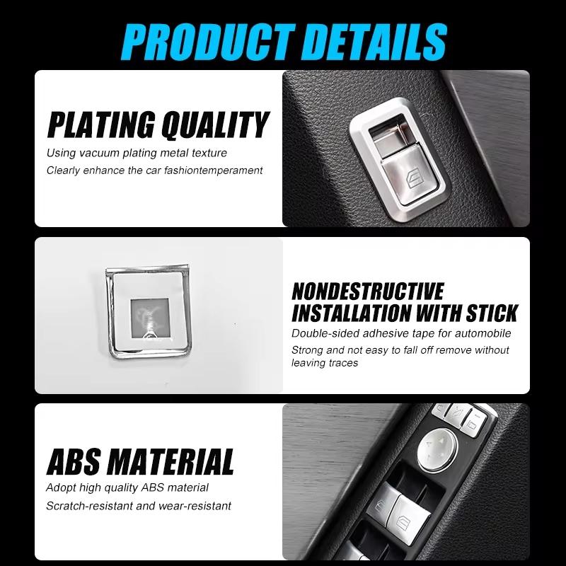 Car Window Glass Lift Button Sticker Switch Panel Styling for Mercedes Benz A B C Class W204 W212 GLA GLK CLA GL ML GLE