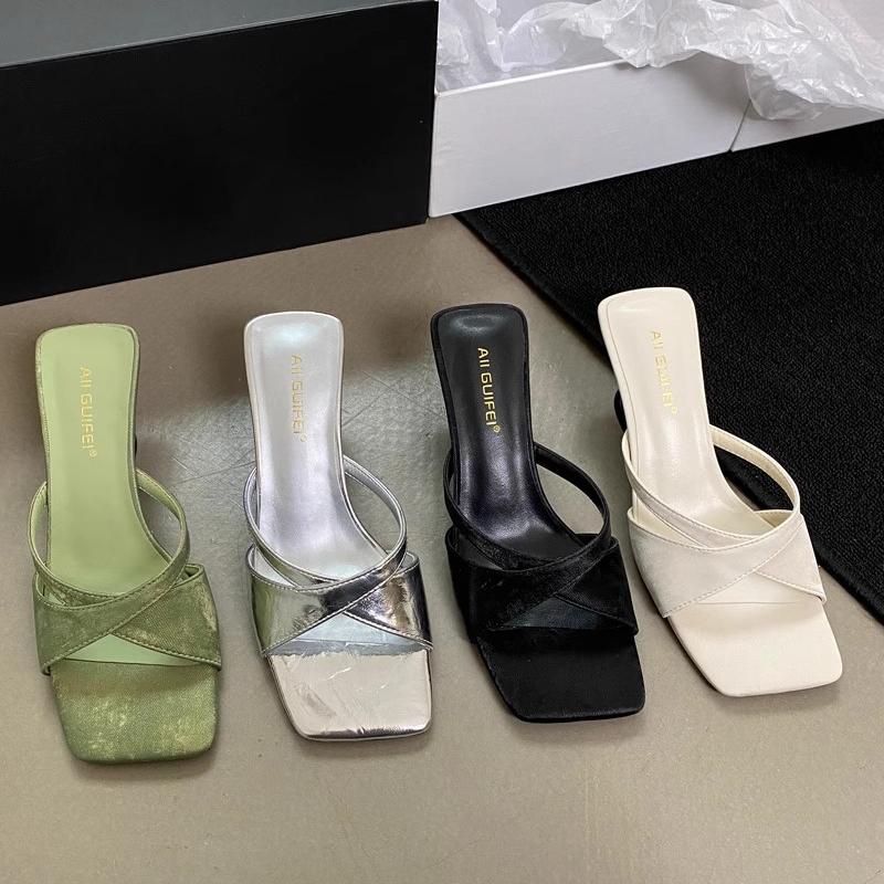 2024 Designer Elegant Shoes Women Sandals Wedge Heel Medium Slippers Women Open Toe Luxury Party Women Shoes