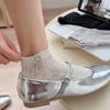 Sock Set - Spring/Summer - Heart Embroidery - Versatile - Stretch-Free - Solid Color - Mesh - Breathable - Short Tube - Boat Shoes - Cotton