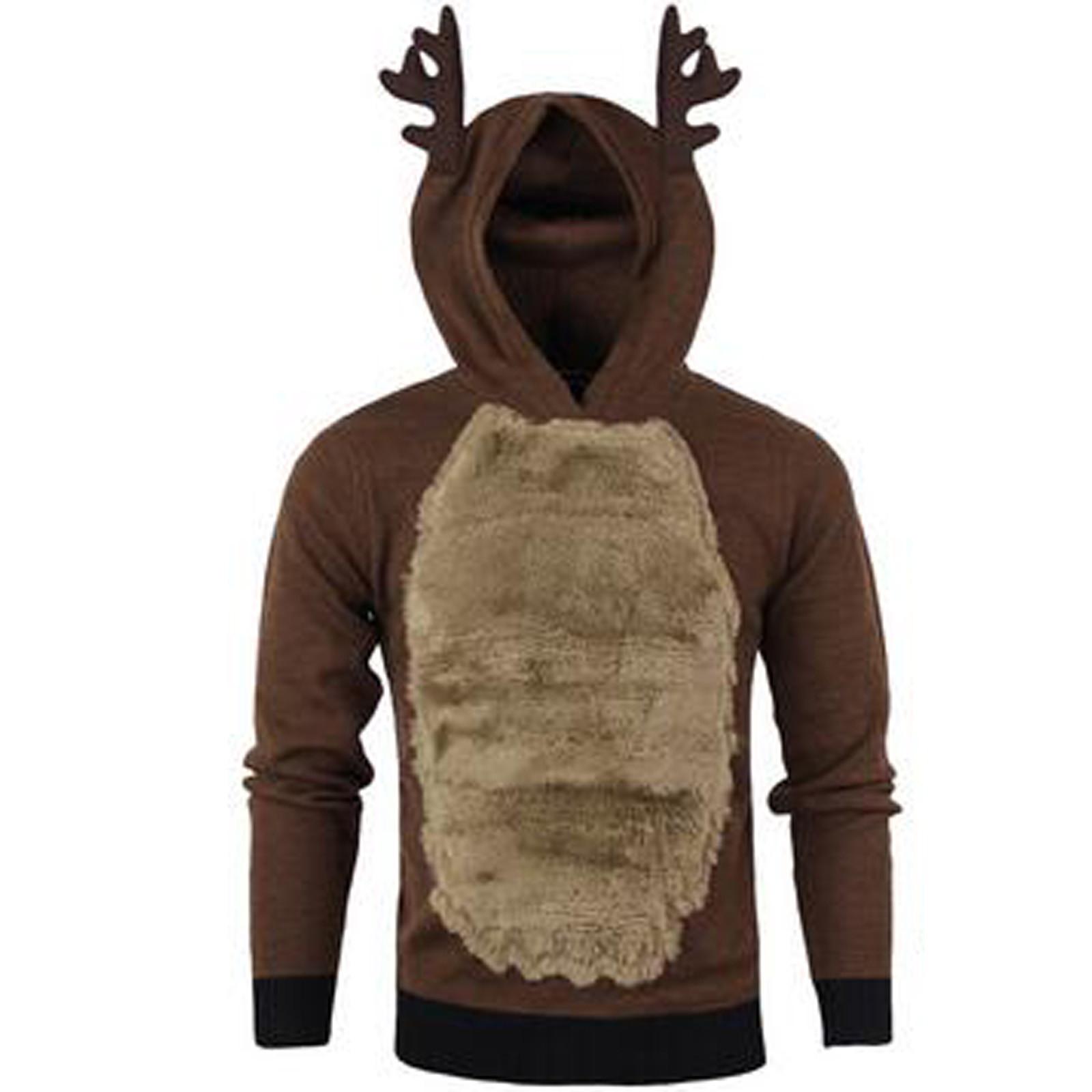 

Мужское Зимнее Рождественское Худи с Капюшоном и Перьями, Рождественская 3D Блузка Топ M кофейный