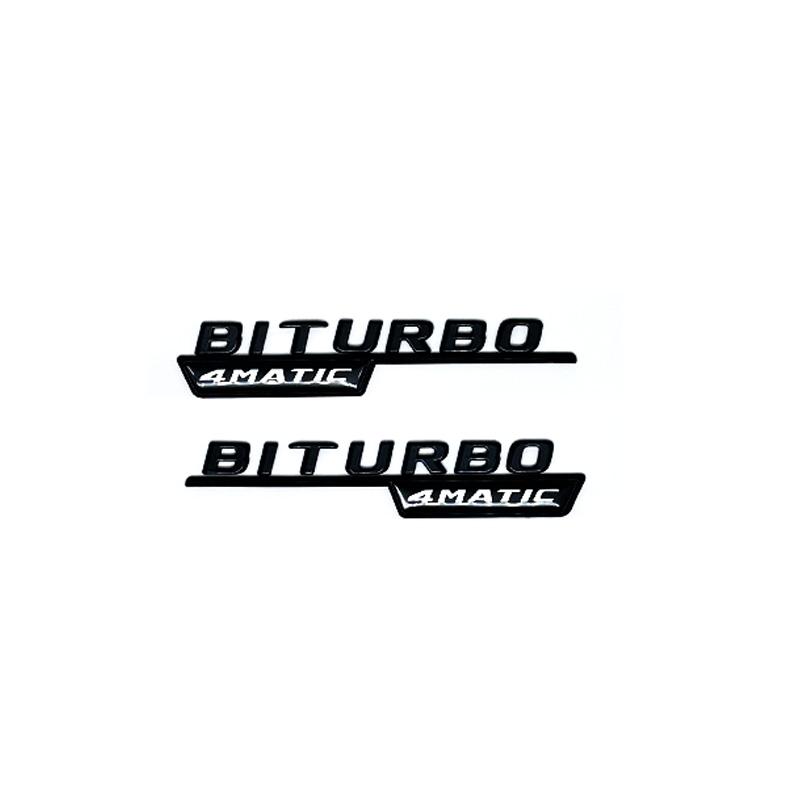 CWDRF1 3D Flat Letters Biturbo 4matic 4matic+ Plus ABS Emblem for Mercedes Benz AMG C43 E43 GLE43 GLC43 GLE53 Car Fender Side Sticker
