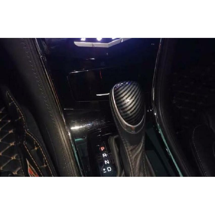 Carbon Fiber Style Console Gear Shift Knob Cover Trim For Cadillac ATS 2013-