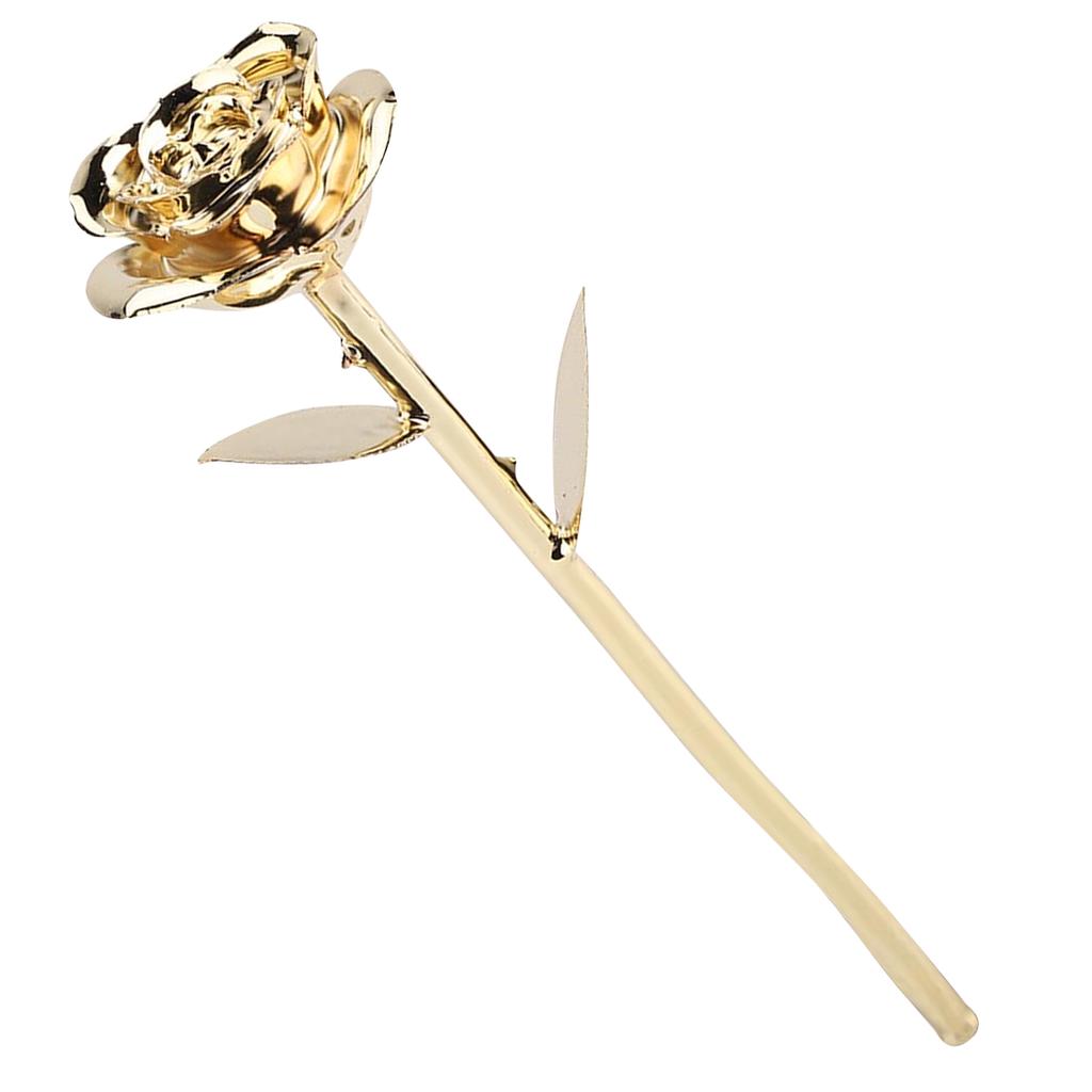 24K Gold‑Plated Real Rose Valentine's Day Golden Rose with Base Gift Decoration for Girlfriend
