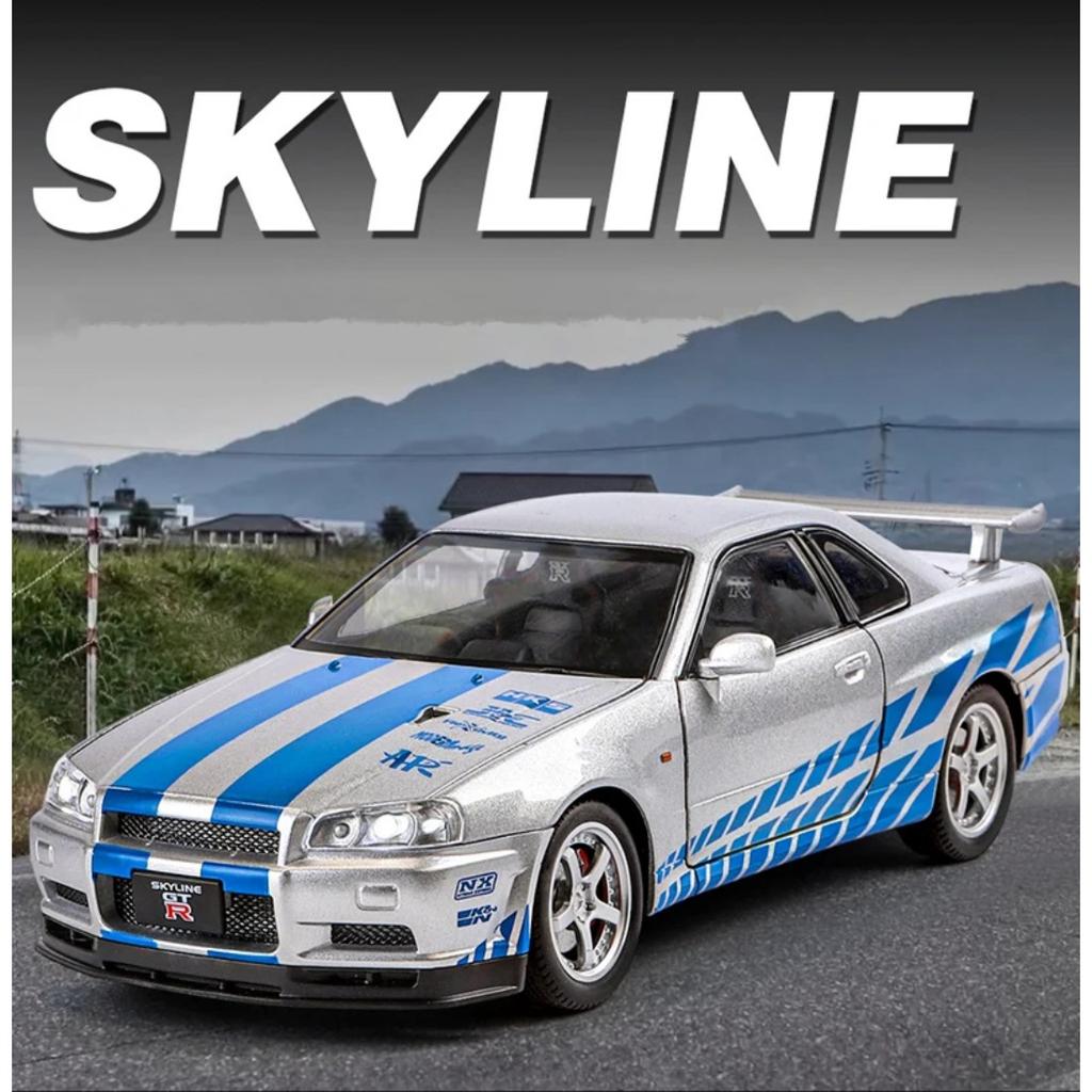 1/24 Nissan Skyline Ares GTR R34 Model Mașină Sport Aliaj Diecasts Metal Vehicule Mașină de Curse Model Sunet Lumină Jucării pentru Copii Cadou