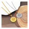 Factory Custom Jewelry Gold Plated Hip Hop Stainless Steel North Star Coin Pendant Compass Necklace for Women Men