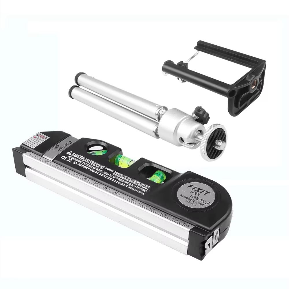 Laser Level Line Tool Multipurpose Laser Level Kit Standard Cross Line Lase 8 Feet Measure Tape Ruler With Metal Tripod Stand