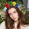 Colorful Headpiece Three-Dimensional Festival Party Headband Flower Crown Headband  Artificial Rose Headband For Wedding