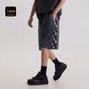 Cabbeen Plaid Webbing Patchwork Loose Straight-Leg Denim Shorts