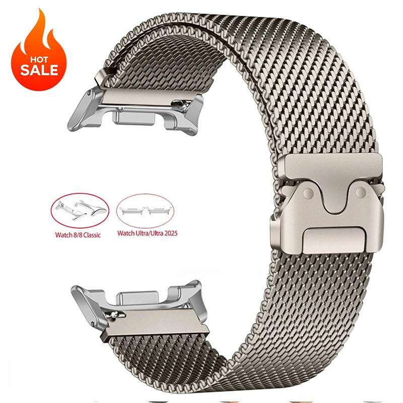 Fibbia a Paracadute Cinturino Milanese per Samsung Galaxy Watch 8/8Classic 40mm 44 46mm Ultra/Ultra 2025 Braccialetto Cinturino in Acciaio Inossidabile