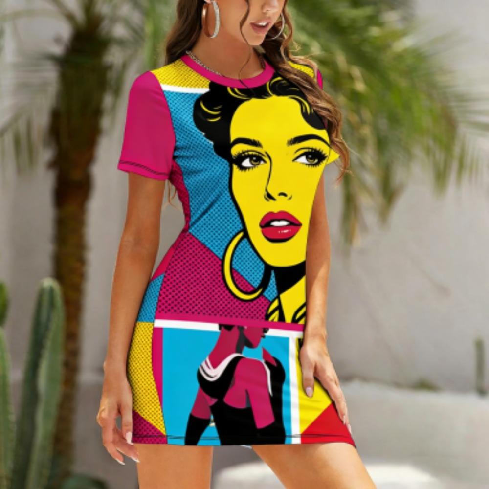 Summer Funny Women's Homewear Women Nightdress Short Sleeve Dresses Women's Nightwear Home Clothes Loungewear Women Home Dress