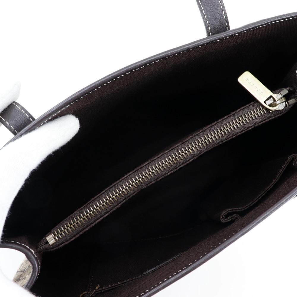 CELINE Macadam Handbag Brown canvas/Calfskin Women Used