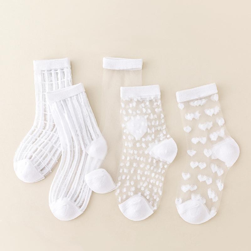 

Детские носки среднего размера для девочек, 5 пар однотонных носков