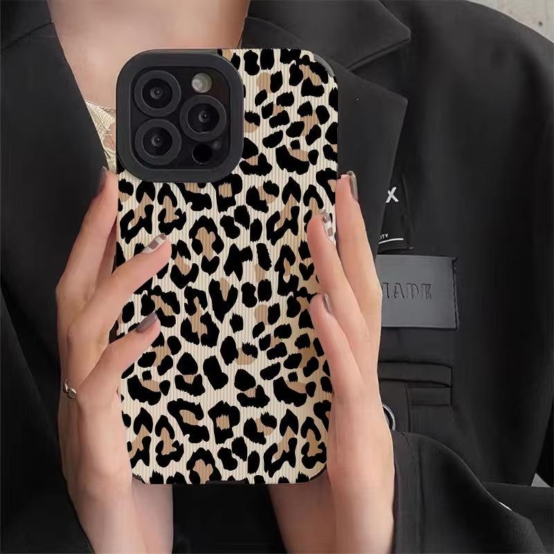 Creative Leopard Cow Silicone Leather Case For iPhone 16 15 14 13 17 Pro Max Air 11 12 Mini Soft Shockproof Cover