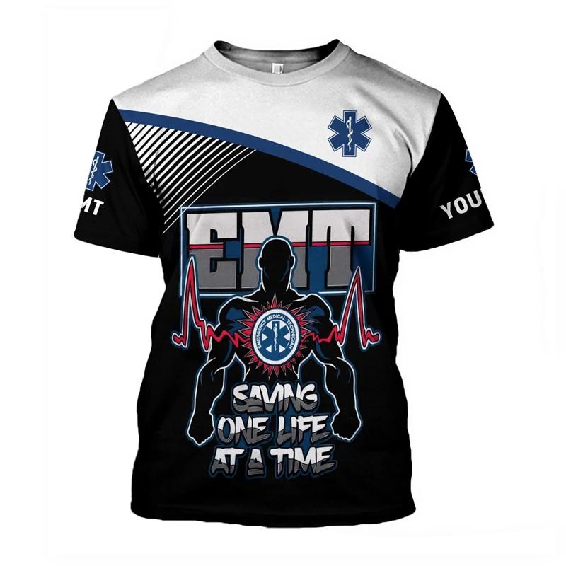ETST 009 2025 nieuwe naam gepersonaliseerde cosplay ems t paramedicus emt werker retro t-shirts retro 3D geprint casual vintage t-shirt 4XL