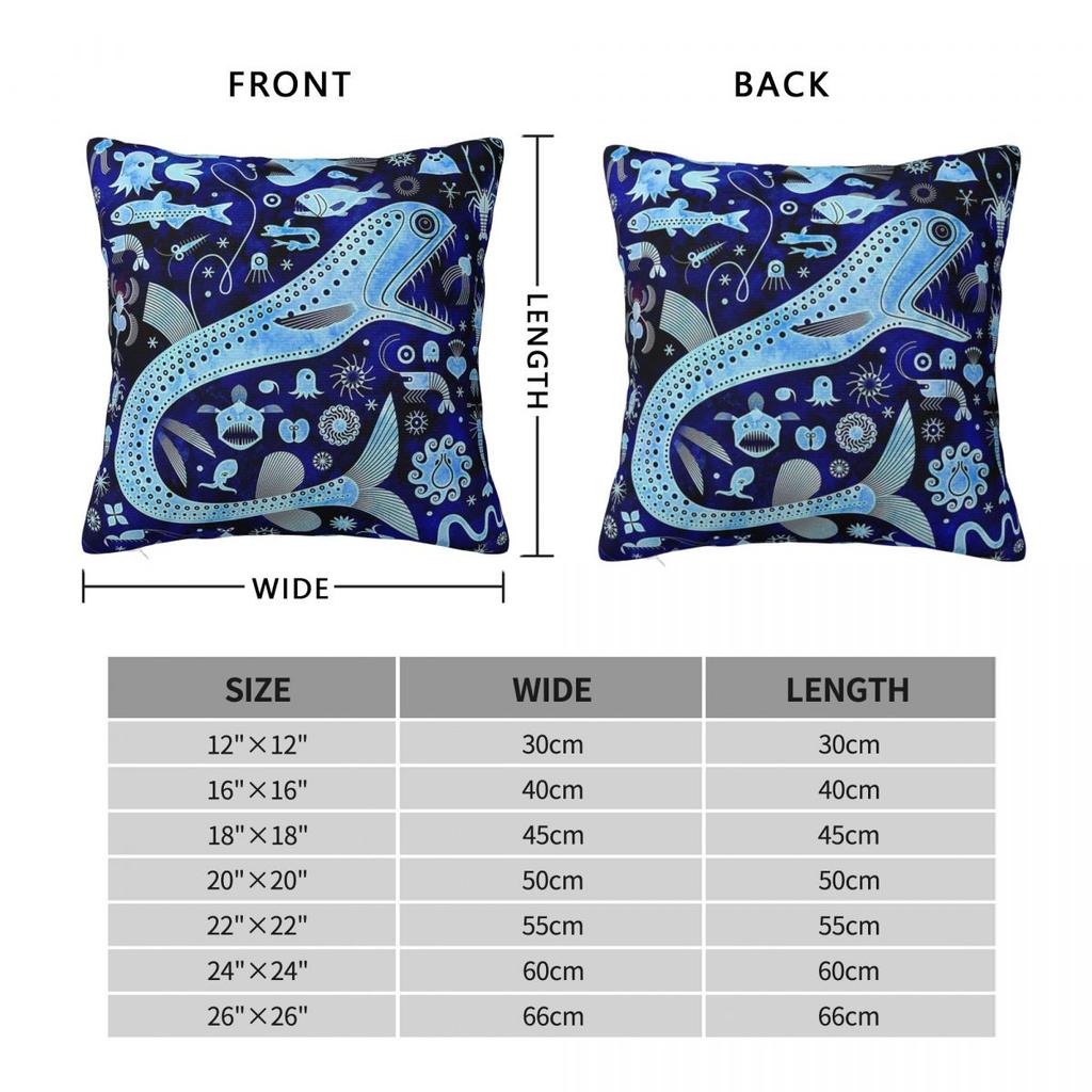 The Abyssal Zone Deep Sea Life Square Pillowcase Polyester Linen Velvet Pattern Decorative Throw Pillow Case Sofa Seater 45X45