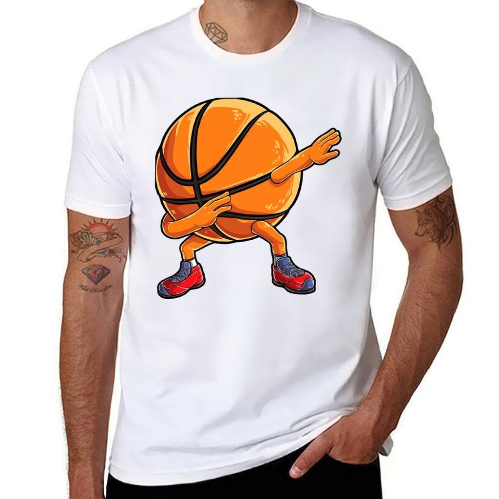 Dabbing Basketball Ball Funny Unisex Women Sports Player Dab TShirt Soft Basic Cotton Short Sleeve Tee