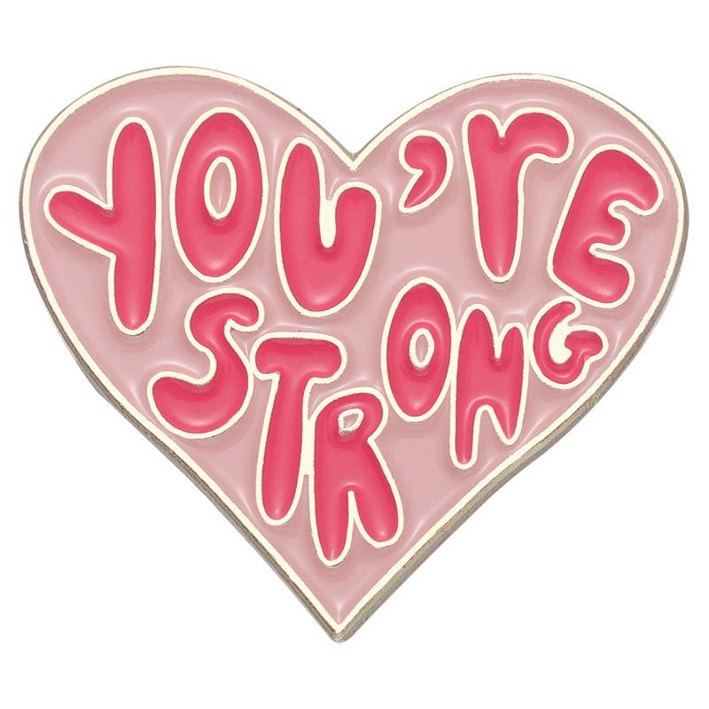 Colorful Chic Personalized Alphabet Pins Heart Shaped Alloy Brooches For Decoration