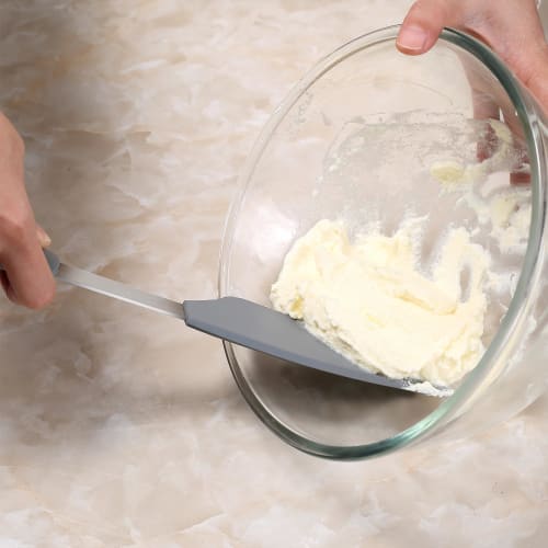 To Encounter Silicone Spatulas, 5-Piece Set, Non-Stick Silicone Turner Spatulas, Heat-Resistant Cookware for Fish, Eggs, and Pancakes, Light Gray