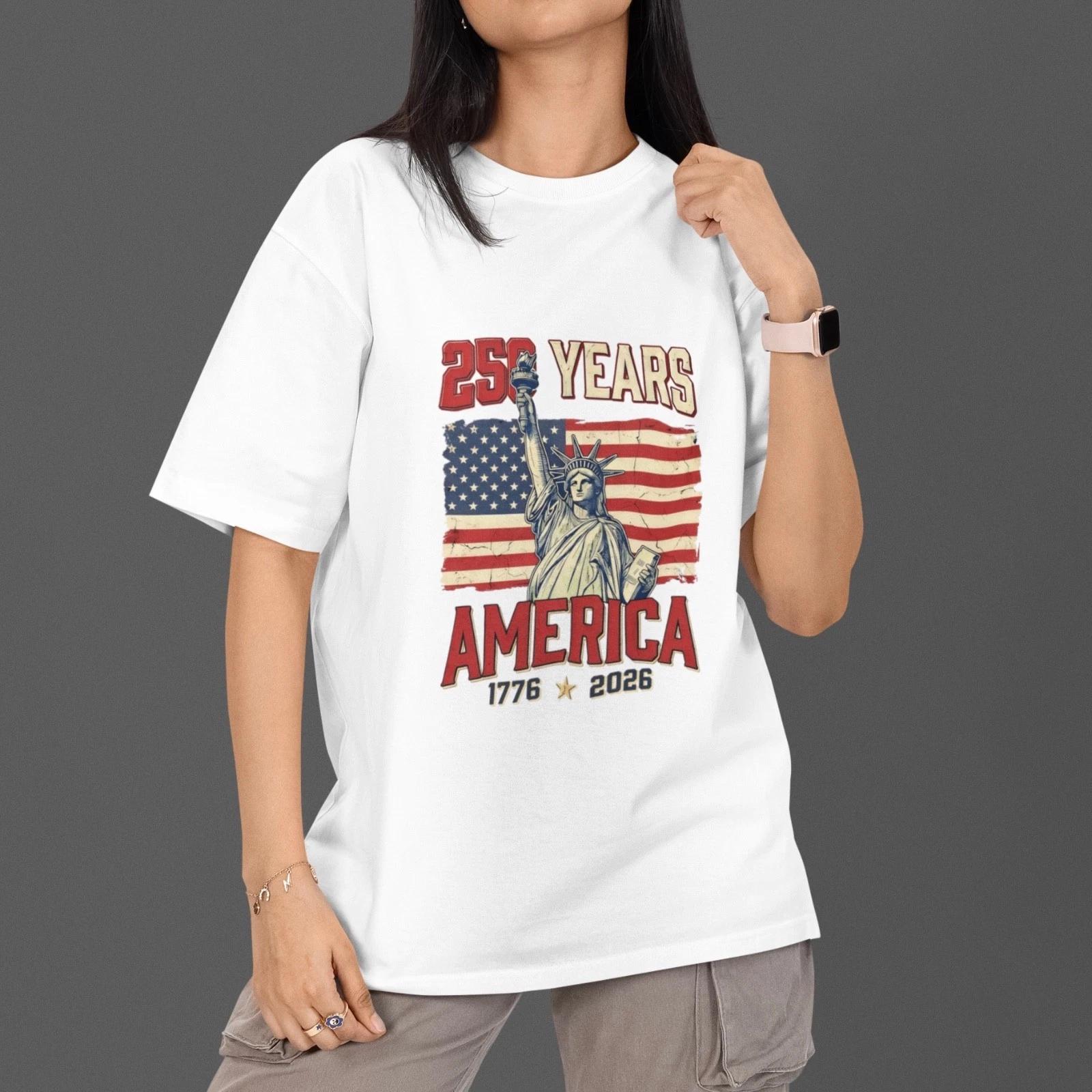2026 USA 250 Years America Shirt 1776-2026 Patriotic T-Shirt Unisex Cotton XL