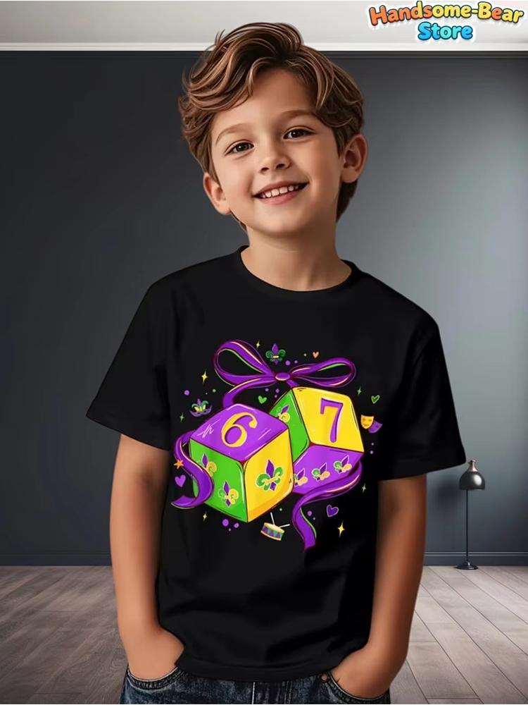 Kids 67 Themed Colorful Print TShirt Soft Cotton Fabric Breathable and Comfortable Ideal for Toddlers and Childrendf0259