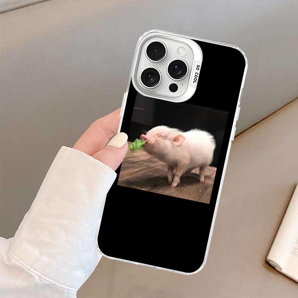 Funny Cartoon Pig Phone Case For IPhone 16 15 14 13 12 11 Pro Max X XR XSMAX 8 7 Plus Matte Shockproof Back Cover