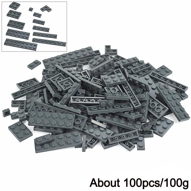 100Pcs Bulk Parts Thin Bricks 12 Size Mixed 15 Color Building Blocks Figures MOC Model Educational Construction Toy for Kid Gift