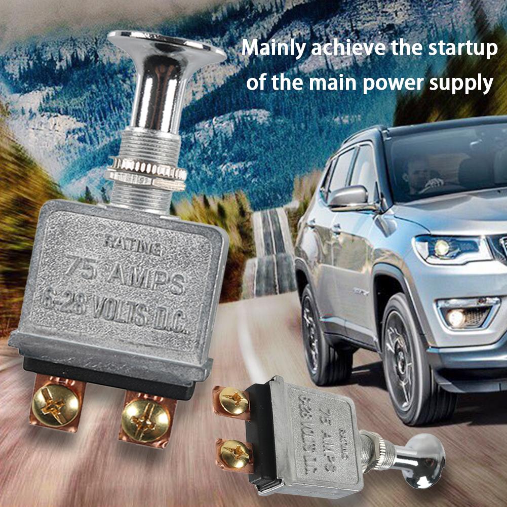 2 Position On-Off 75 AMP Heavy Duty Metal Push Pull On Off Switch 2 Terminals for Trucks/ Hot Rods/ Boat/Race Car