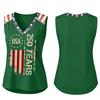 Women V Neck Casual Sleeveless Top with Independence Day Print Loose Fit Pullover Tank for Summer Daily Wear