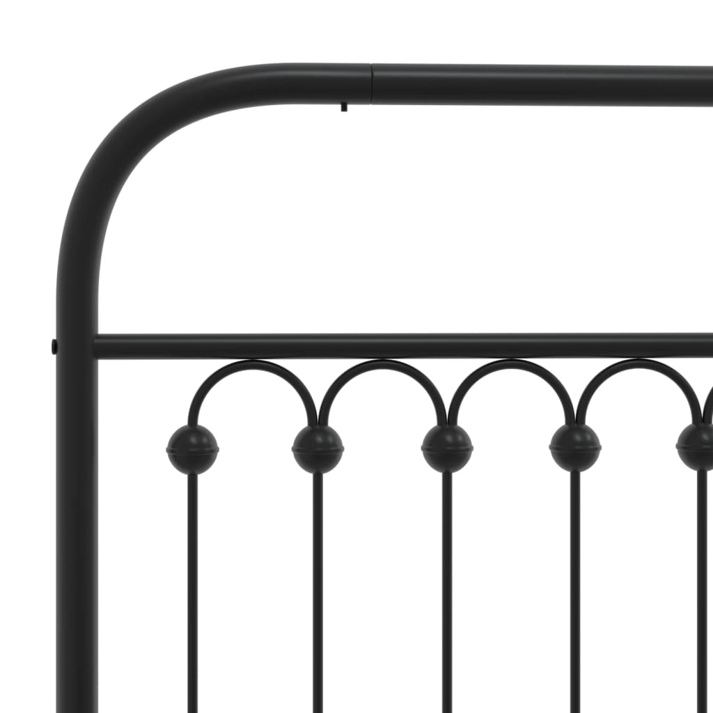 Metal Bed Frame with Headboard and Footboard Black 137 X 190 Cm