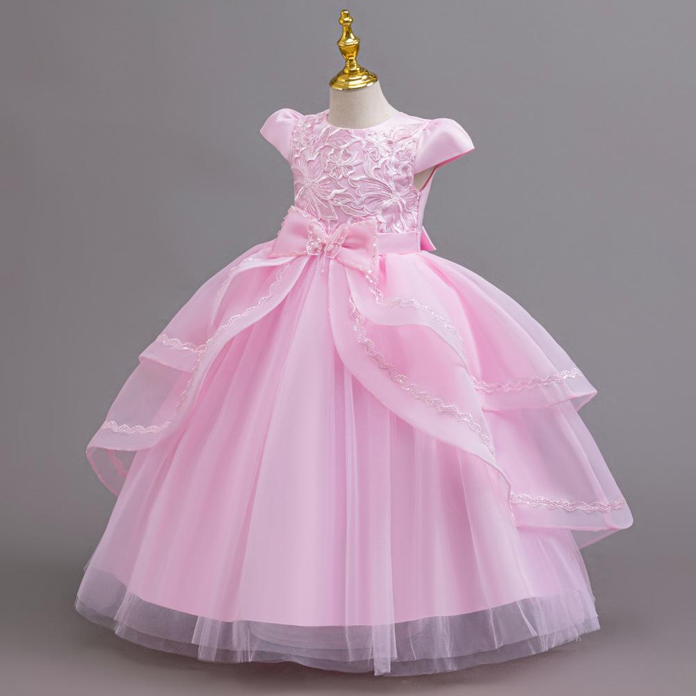 Girls Princess Dresses Irregular Long Mesh Dress Dresses Middle Large Children Piano Performance Clothes Christmas Costumes  Girl's Favourite Dress