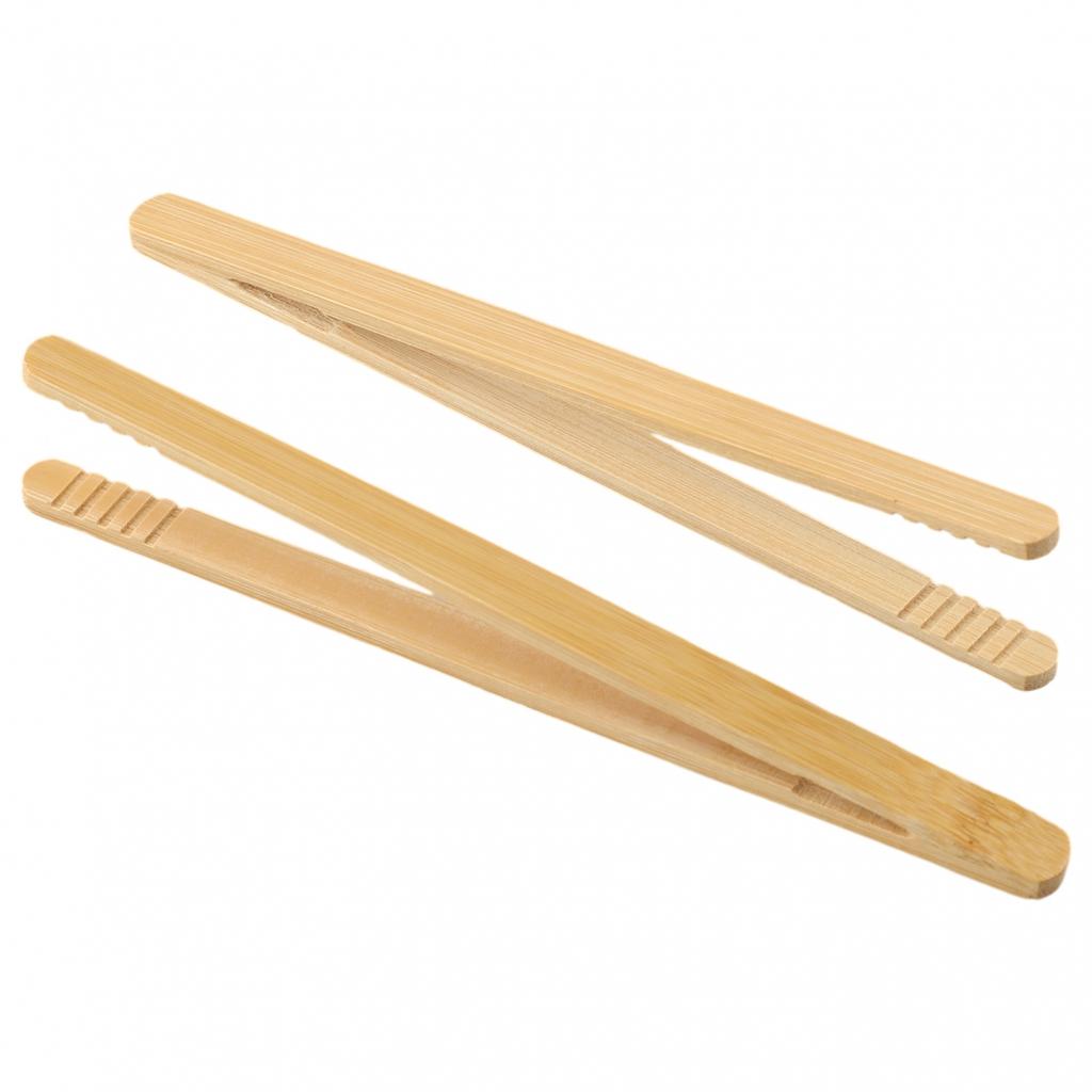 Holz-Speisezangenset 2 Stück zum mühelosen Servieren von Toast, Salat und Tee