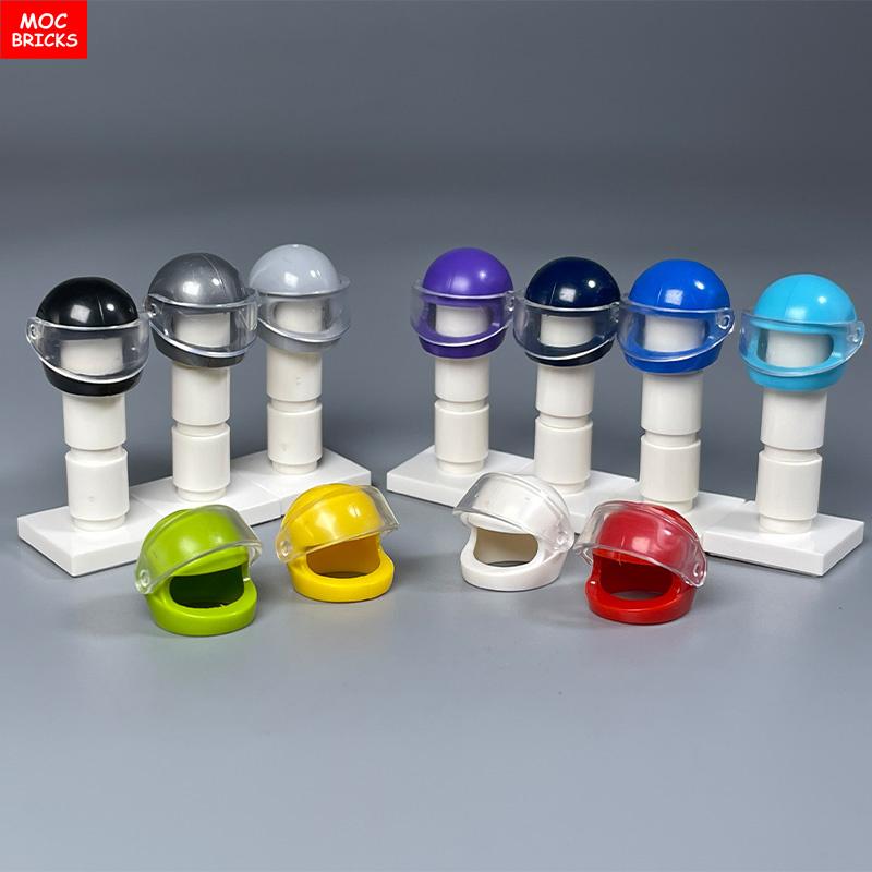 MOC Blocks 30006 30124 88415 2446 2447 Motorcycle Helmet Visor Action Figure Wear Construction Bricks Toy Kids Gift Idea