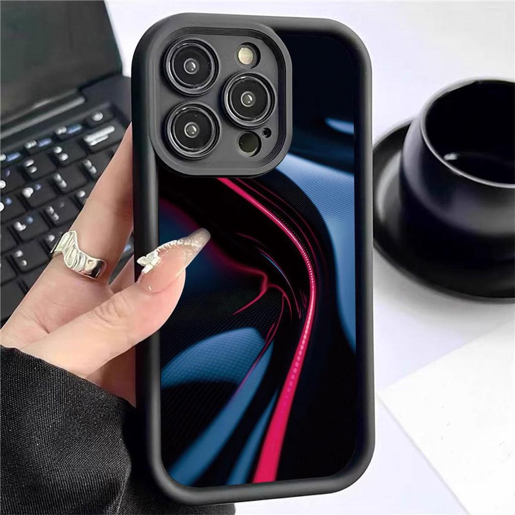 Gradient Black Phone Case for iPhone 15/16/17 Pro Max - Blue/Red Protection