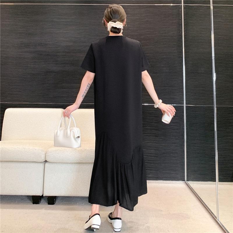 Letní dlouhé dámské šaty nadměrné velikosti Nepravidelný temperament Volné sestřihové šaty