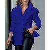 Elegant Women Long Sleeve Blouse V Neck Ruffle Design Print Shirts For Women Fashion Spring Autumn Pullover Tops