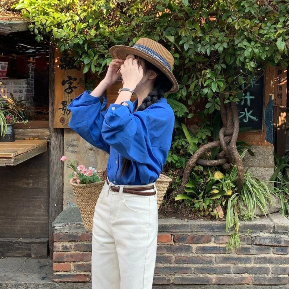 Ethnic Style Weave Straw Hat UV Protection Outdoor Visor Cap Fashion Beach Hat  Outdoor