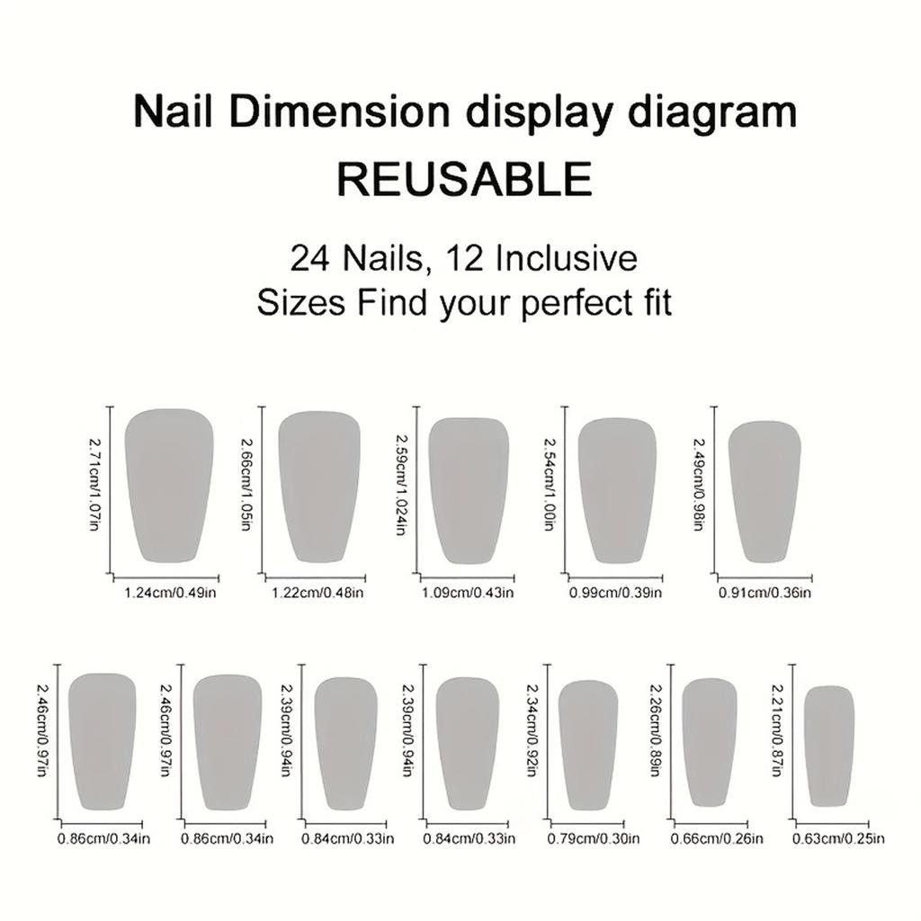 24 Pcs Seagulls Artificial Nail Medium Square Full Cover False Nail Glossy Stick on Nail Coconut Tree Press On Nail