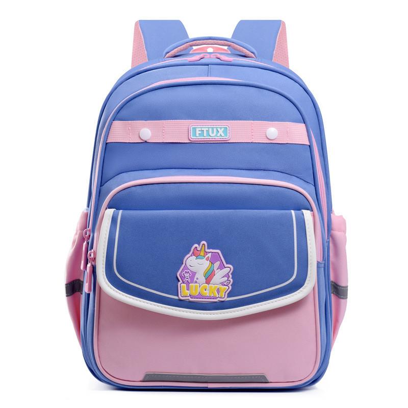 Adorable Ergonomic School Bag For Boys And Girls With Cartoon Anime Patterns BluePink