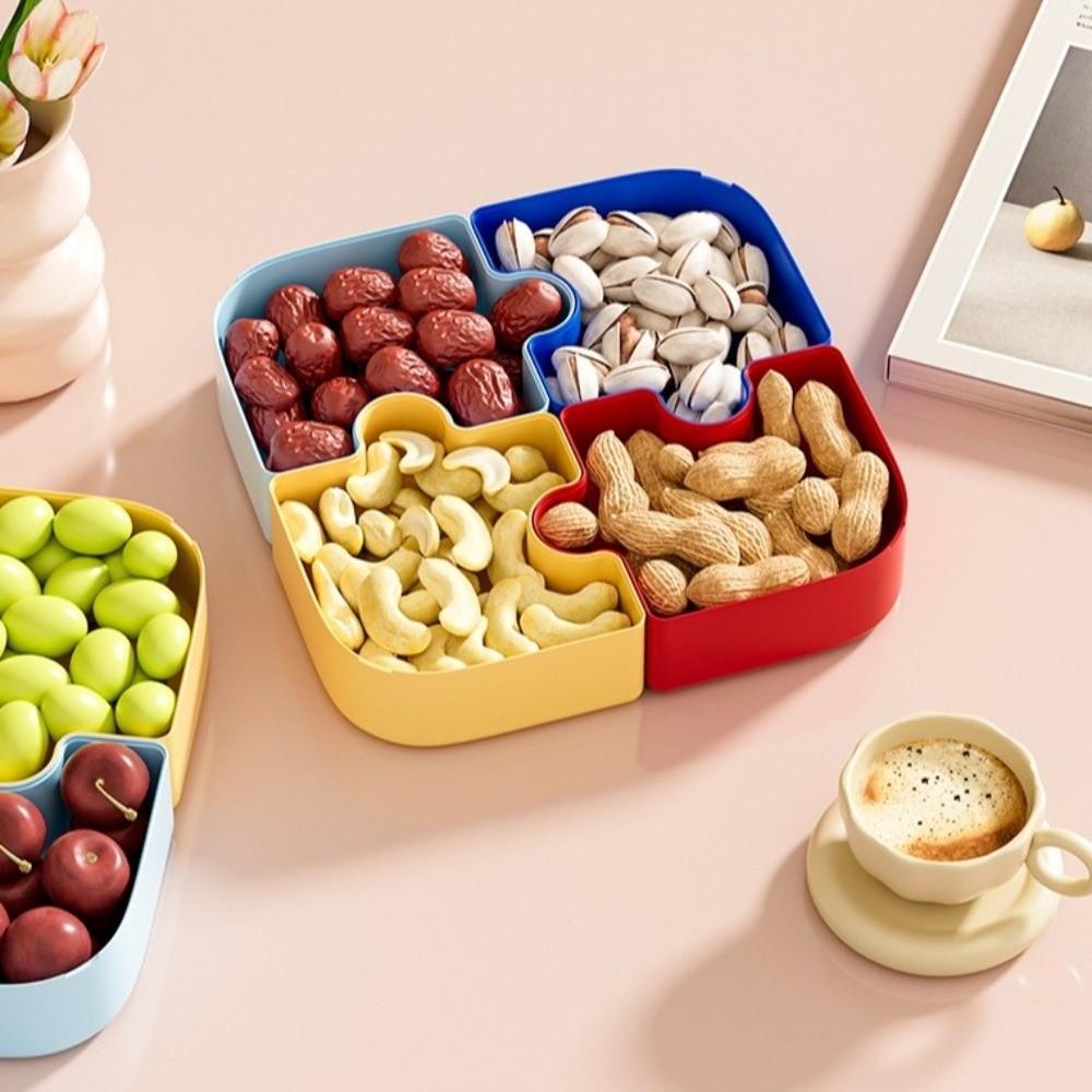 Compartmentalized Storage Jigsaw Fruit Tray Plastic Nut Box Cute Dried Fruit Tray  Home Use