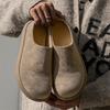 Fashion Suede Leather Mens Slippers Stylish Male Mules Shoes New Trend Business Sandals All-match Beach Slides Lazy Shoes Man Half Drag