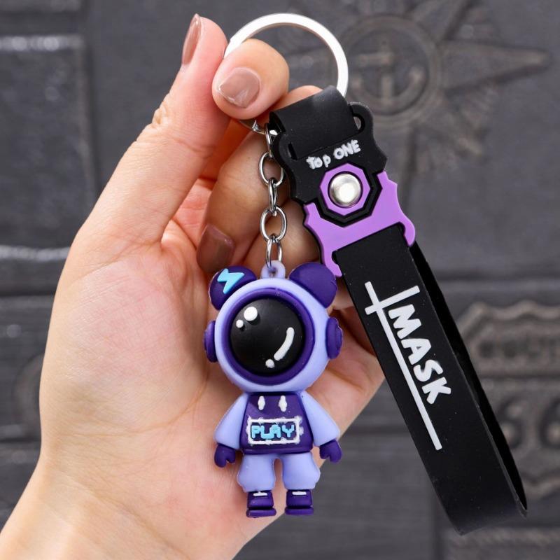 6cm Cartoon Lightning Bear Keychain Cute Astronaut Bear Doll Keyring Bag Pendant Couple Car Keyholder Creative Bag Charm Accessories