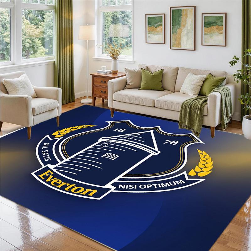 Everton Football Design Crystal Velvet Rug Soft Decorative Mat for Bedroom Entrance