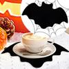 10pcs Heat-resistant Halloween Table Mat Black Bat Drink Coasters Wine Cup Mats  Kitchen Decor