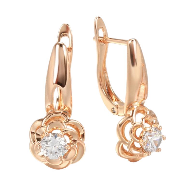 Fashion rose earrings women's zircon stud earrings wind ear buckle ear jewelry