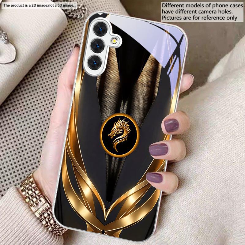 Golden dragon pattern gray For Samsung A01 02 03 Core 04 05 06 10 12 13 14 5G 15 16 M02 12 Note 8 9 10 20 glass Ultra phone case